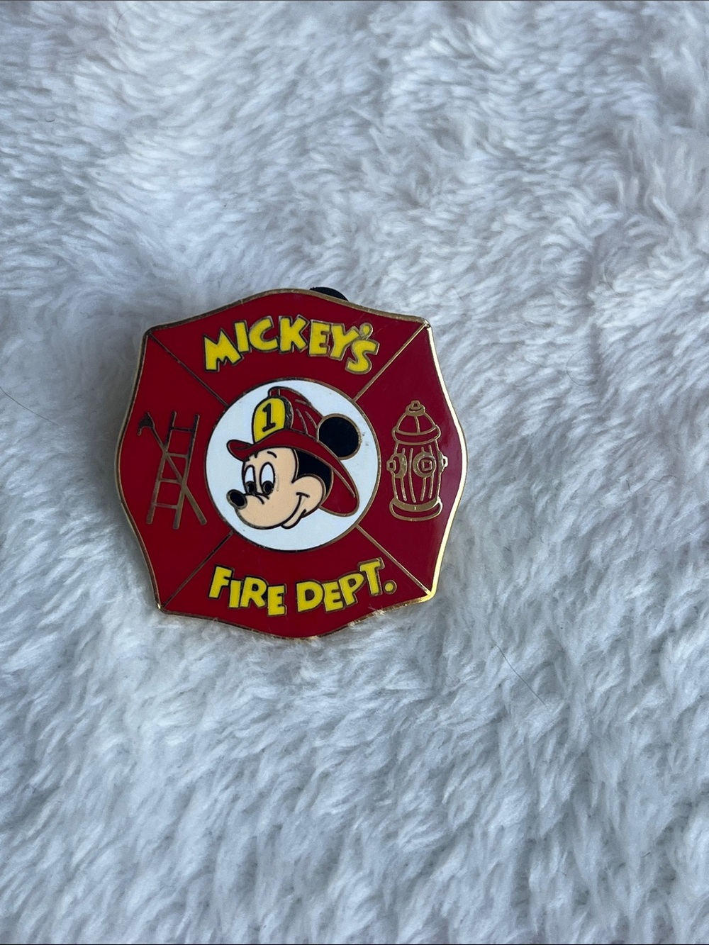 Disney Mickey Fire Dept. Enamel Pin - Red, Yellow, Black